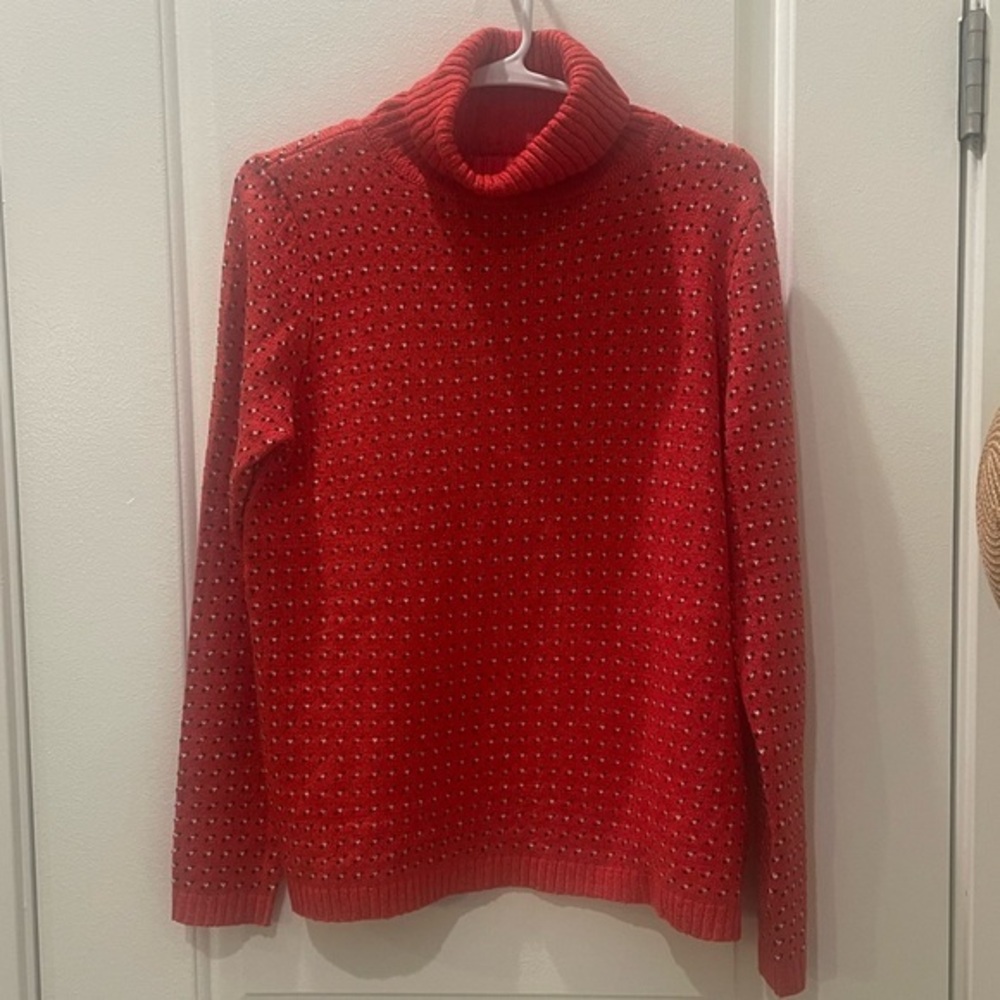 NEW…StitchFix PINK CLOVER Patterned Turtleneck Sweater